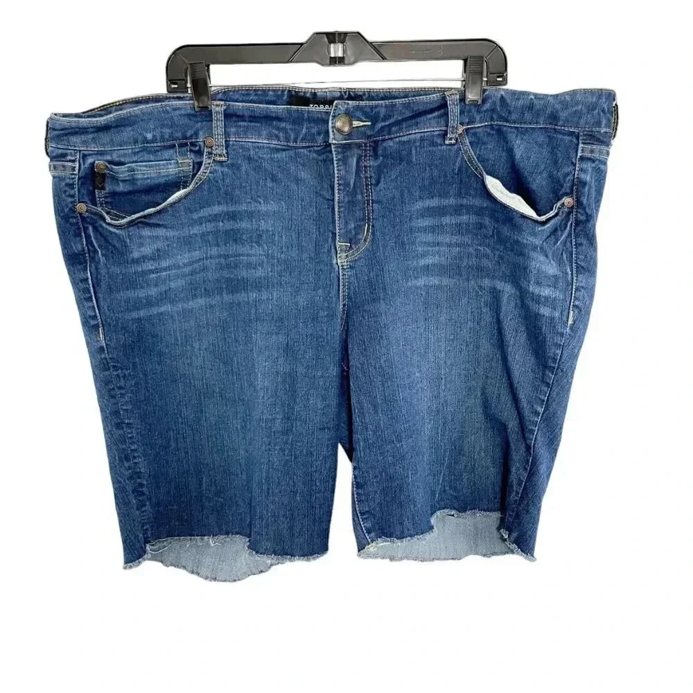 Torrid High Rise Cut Off Bermuda Jean Shorts Women's Plus Size 26